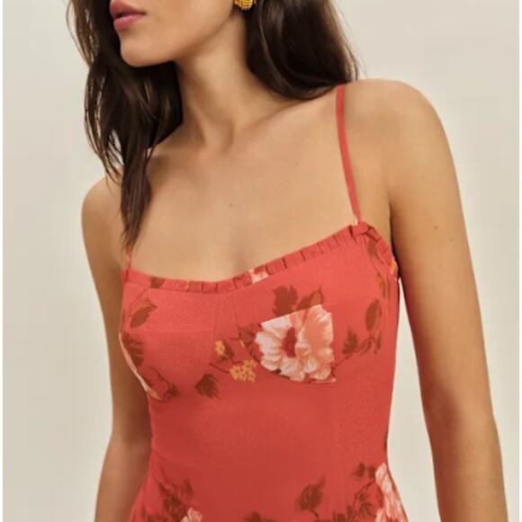 Reformation Women's Coral Bloom Aiko Dress Size 6 - Picture 11 of 11